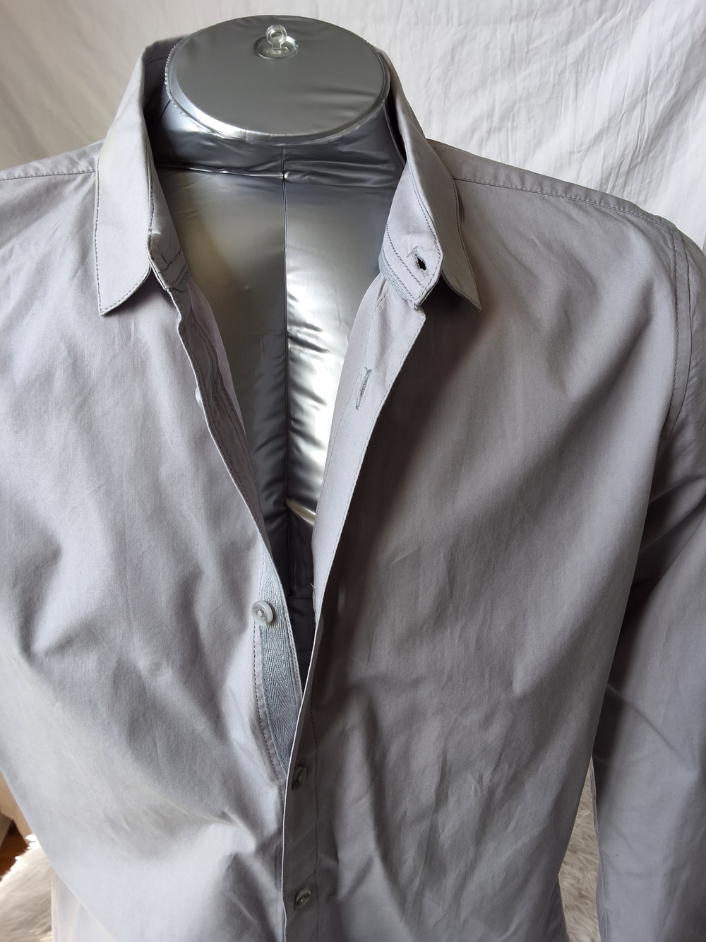 Bench Men’s Button Down Shirt Medium – Grey Long Sleeve Casual Dress Shirt - Picture 7 of 9